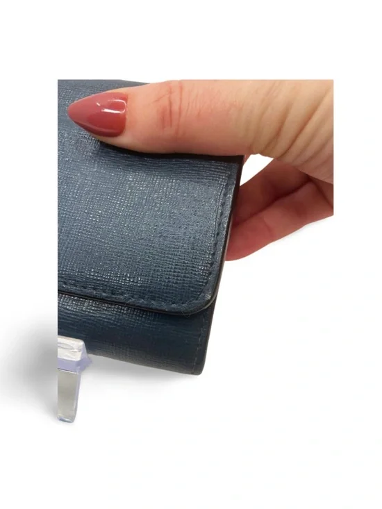 Furla Dark Gray Leather Continental Wallet Snap Closure Textured Minimalist - Picture 13 of 16